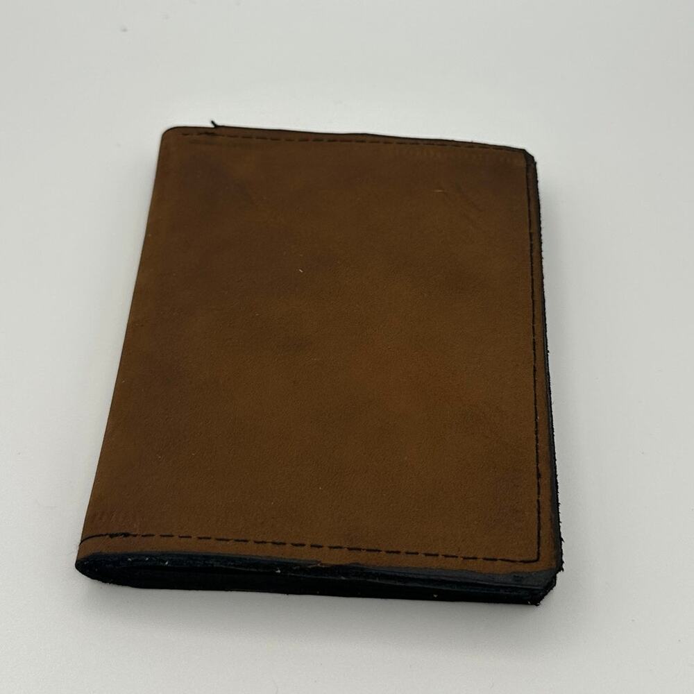 Minimalist Handmade Oaxaca Brown Suede Nubuck Leather Slim Bifold Card Wallet